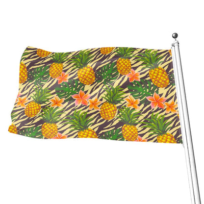 Vintage Zebra Pineapple Pattern Print Flag