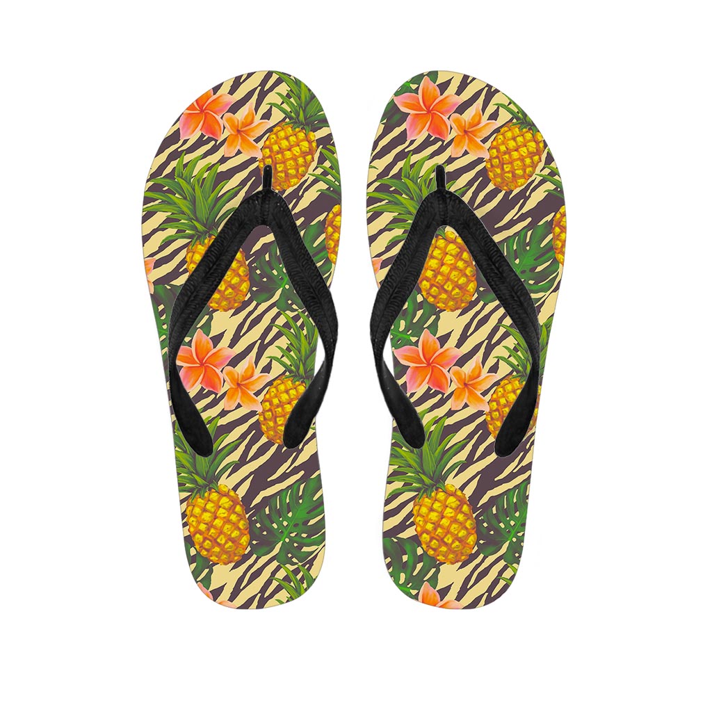 Vintage Zebra Pineapple Pattern Print Flip Flops