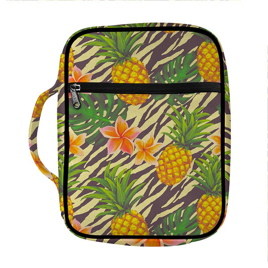 Vintage Zebra Pineapple Pattern Print Front Pocket Bible Bag