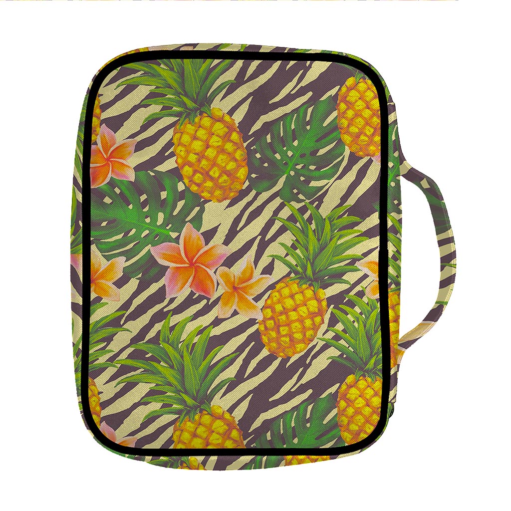Vintage Zebra Pineapple Pattern Print Front Pocket Bible Bag