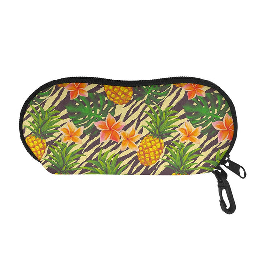 Vintage Zebra Pineapple Pattern Print Glasses Case