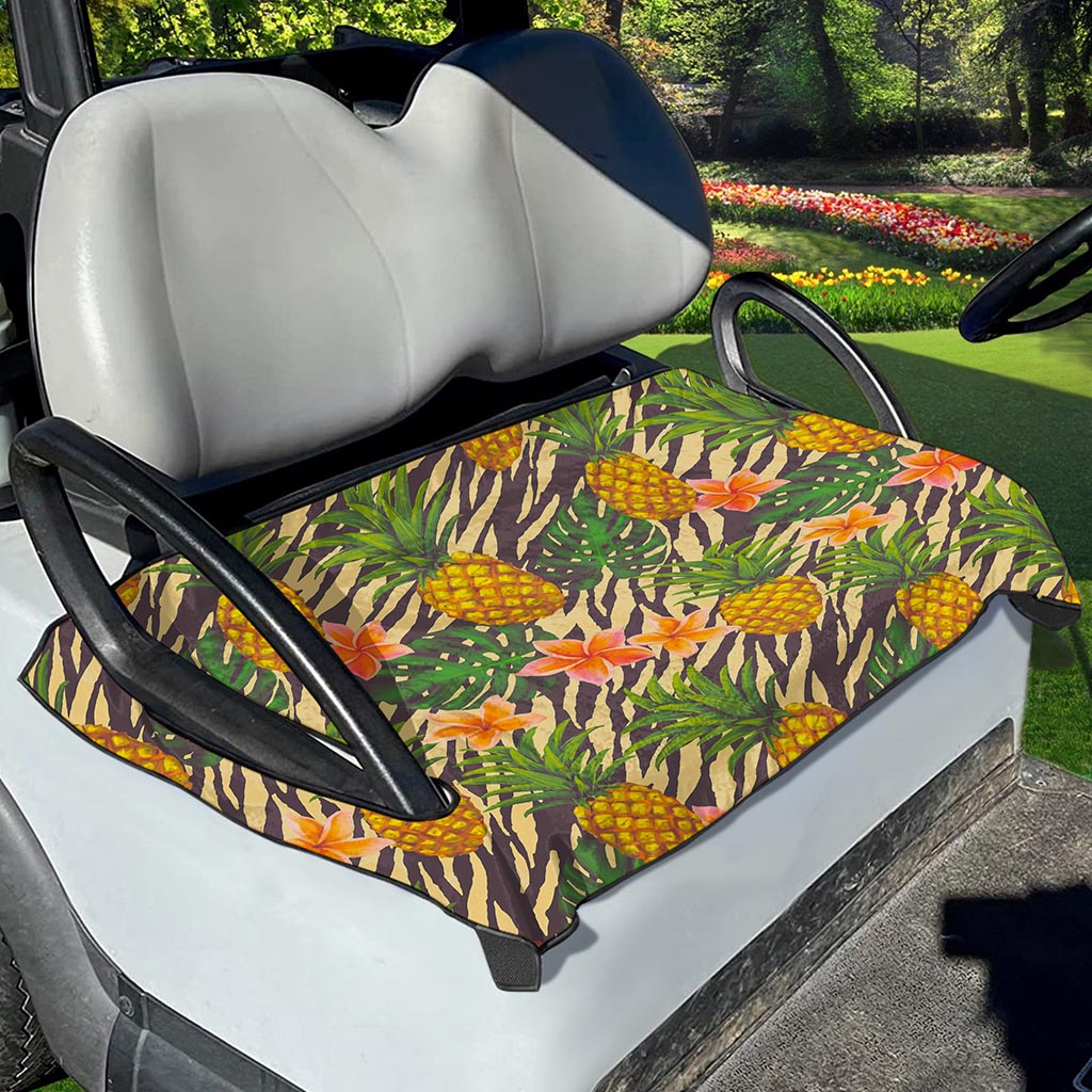 Vintage Zebra Pineapple Pattern Print Golf Cart Seat Cover