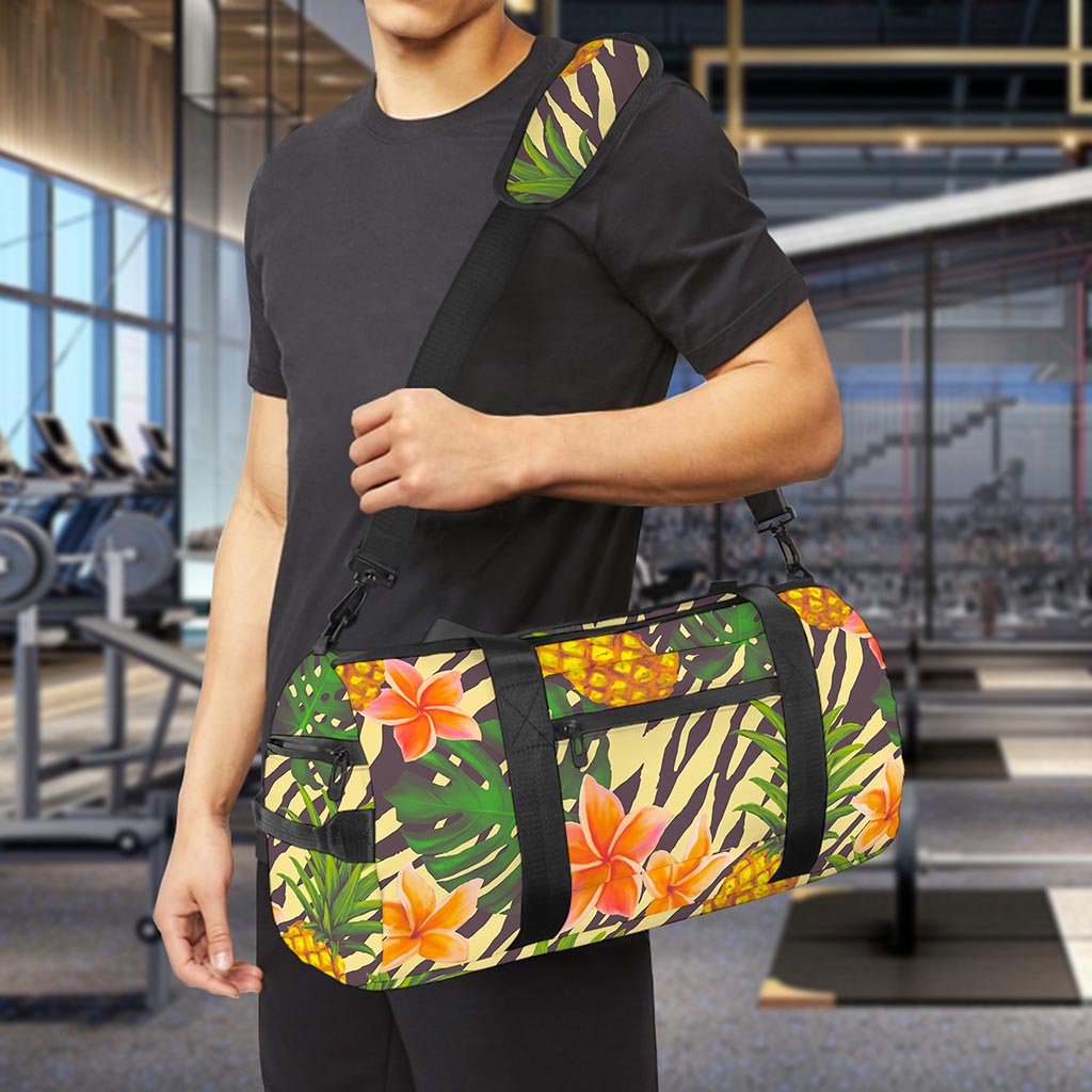 Vintage Zebra Pineapple Pattern Print Gym Bag