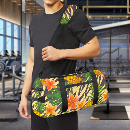 Vintage Zebra Pineapple Pattern Print Gym Bag