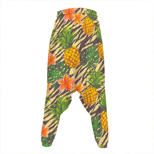 Vintage Zebra Pineapple Pattern Print Hammer Pants