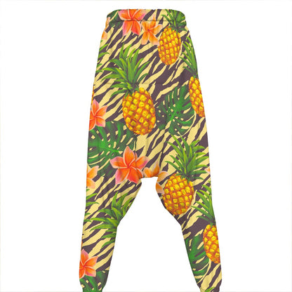 Vintage Zebra Pineapple Pattern Print Hammer Pants