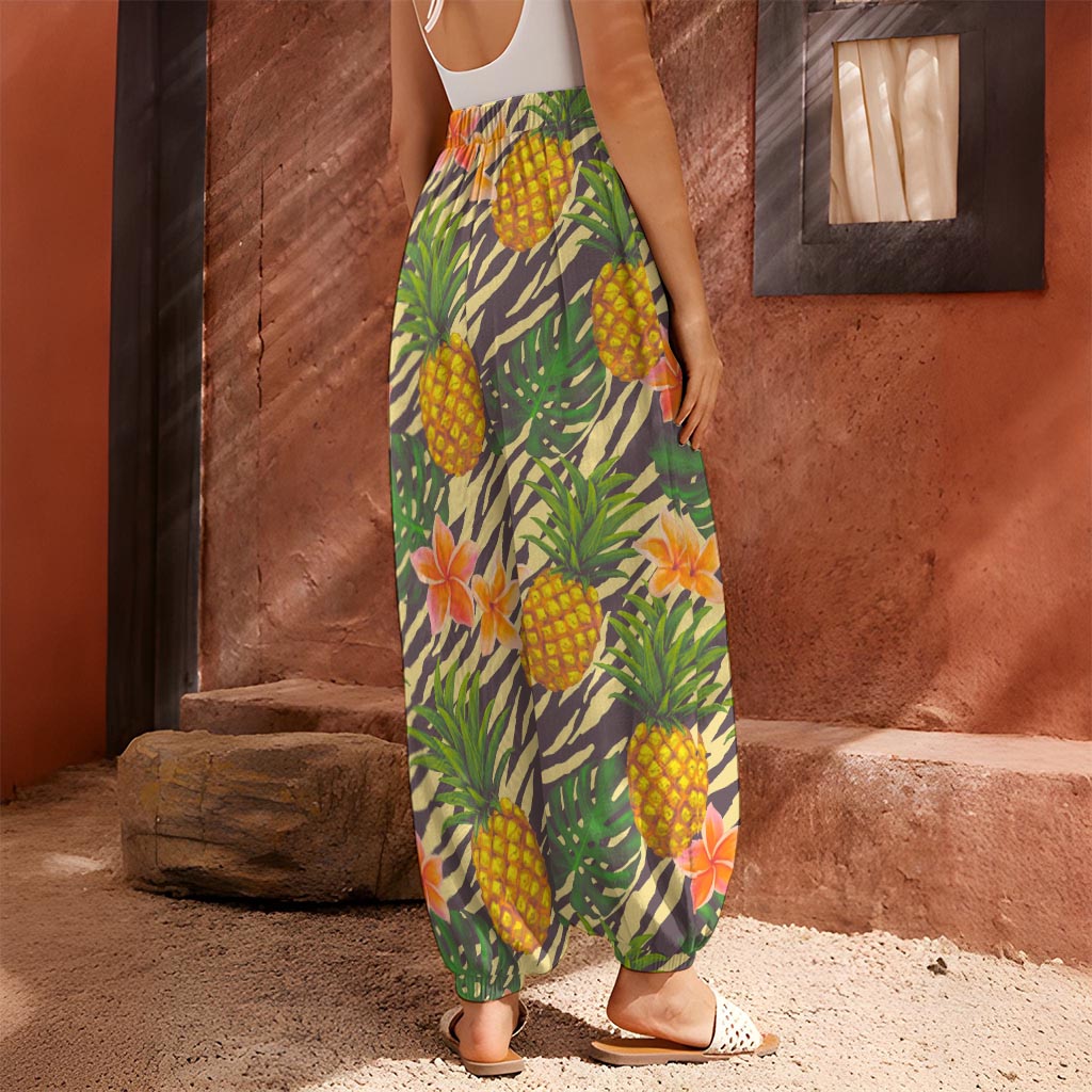 Vintage Zebra Pineapple Pattern Print Harem Pants