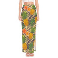 Vintage Zebra Pineapple Pattern Print High Slit Maxi Skirt