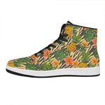 Vintage Zebra Pineapple Pattern Print High Top Leather Sneakers