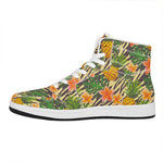 Vintage Zebra Pineapple Pattern Print High Top Leather Sneakers
