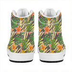Vintage Zebra Pineapple Pattern Print High Top Leather Sneakers