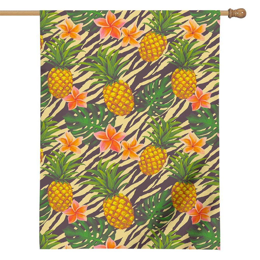 Vintage Zebra Pineapple Pattern Print House Flag