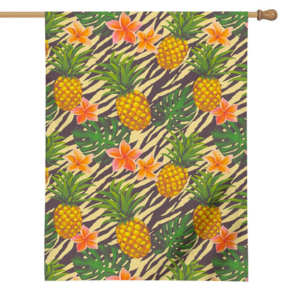 Vintage Zebra Pineapple Pattern Print House Flag