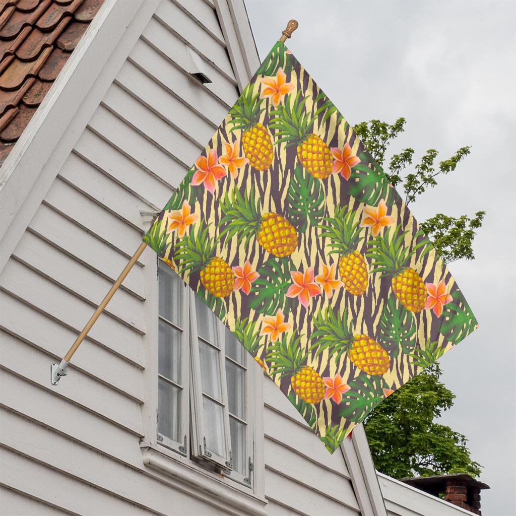 Vintage Zebra Pineapple Pattern Print House Flag