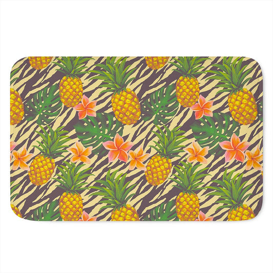 Vintage Zebra Pineapple Pattern Print Indoor Door Mat