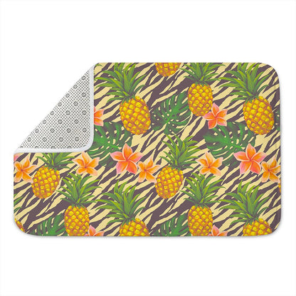 Vintage Zebra Pineapple Pattern Print Indoor Door Mat