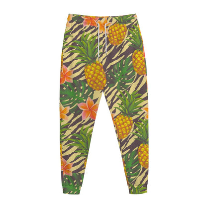 Vintage Zebra Pineapple Pattern Print Jogger Pants