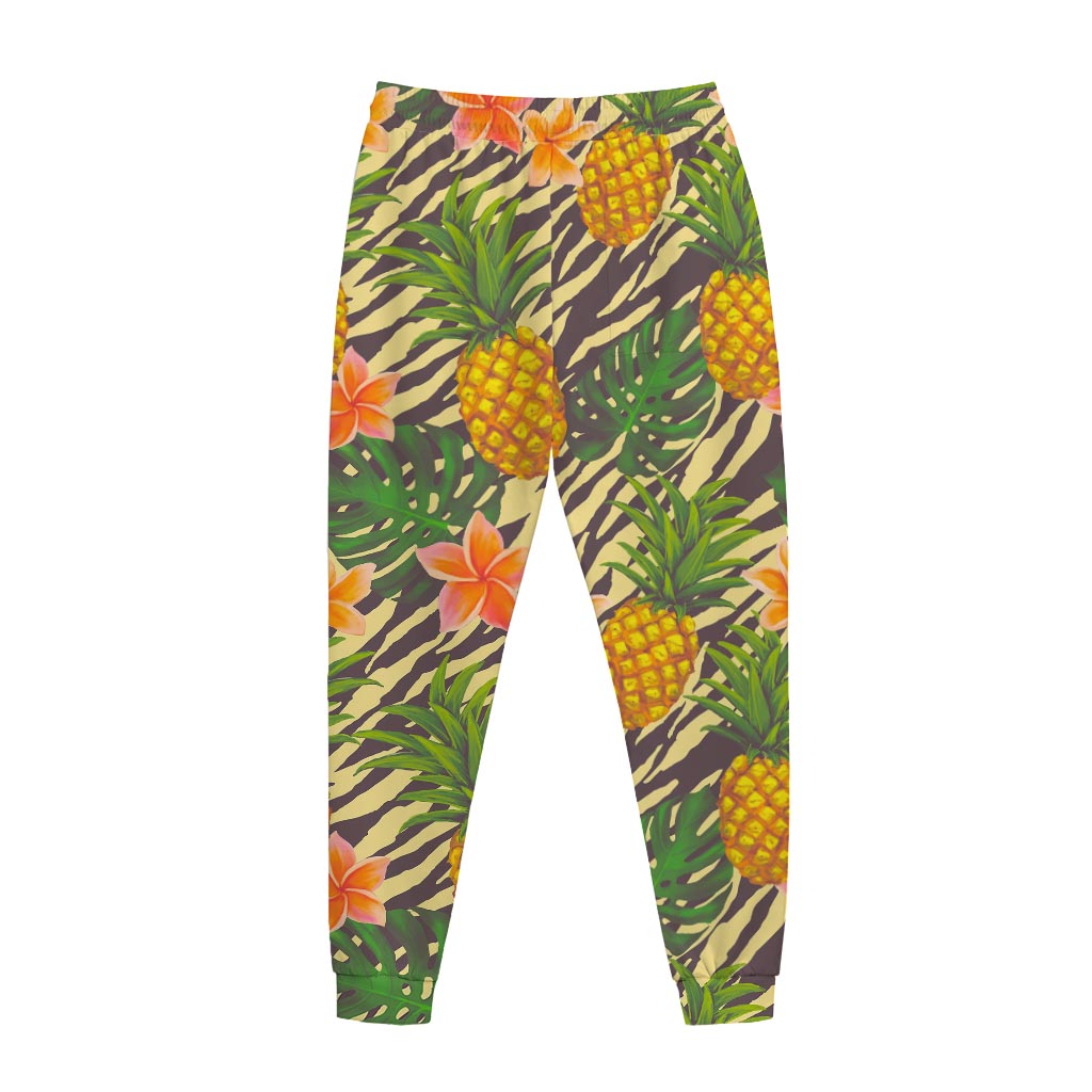 Vintage Zebra Pineapple Pattern Print Jogger Pants