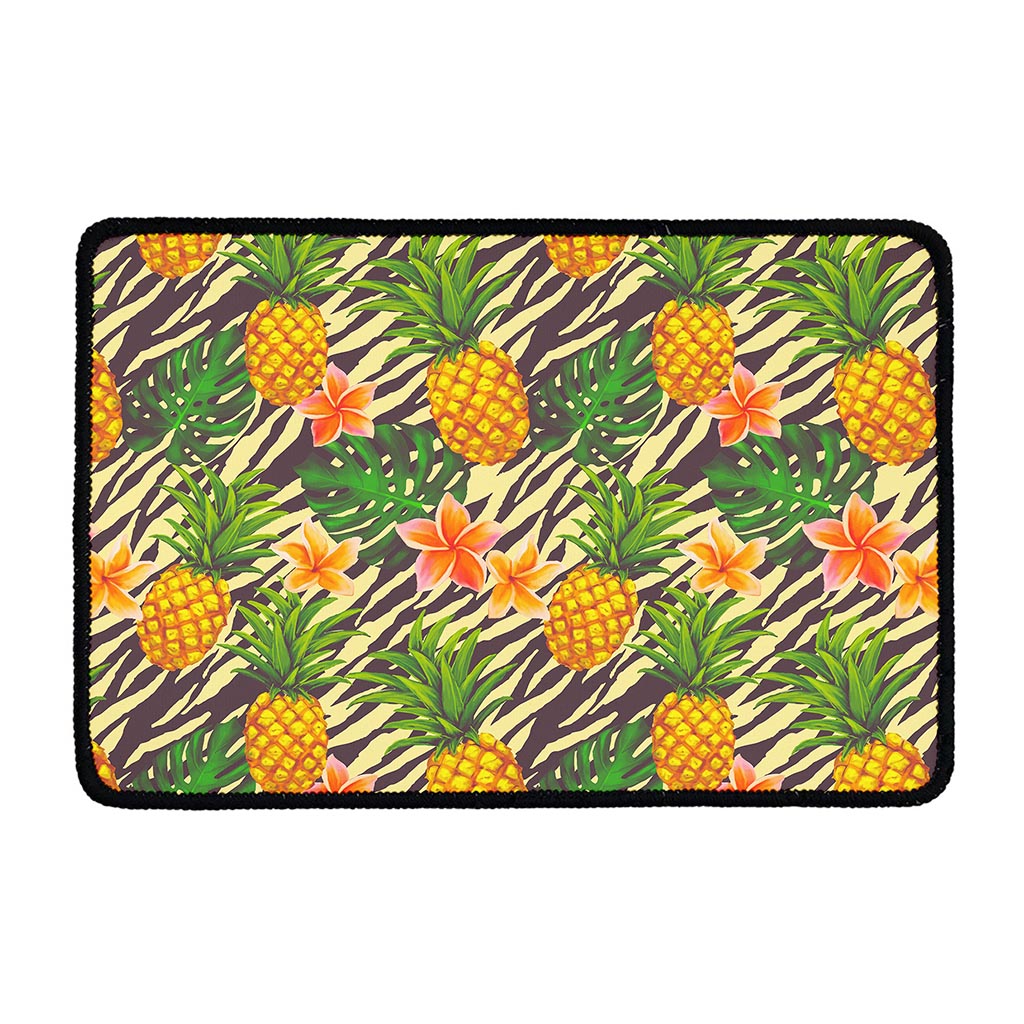 Vintage Zebra Pineapple Pattern Print Kitchen Mat