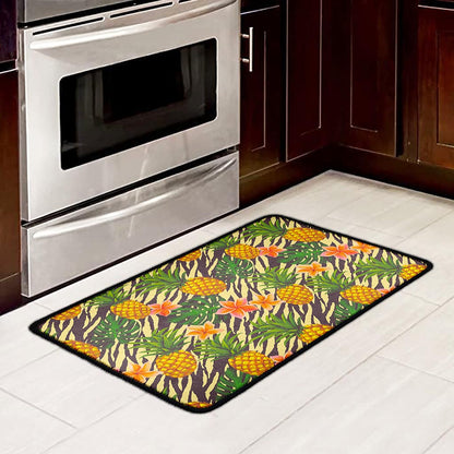 Vintage Zebra Pineapple Pattern Print Kitchen Mat