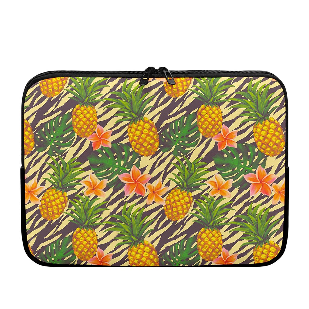 Vintage Zebra Pineapple Pattern Print Laptop Sleeve