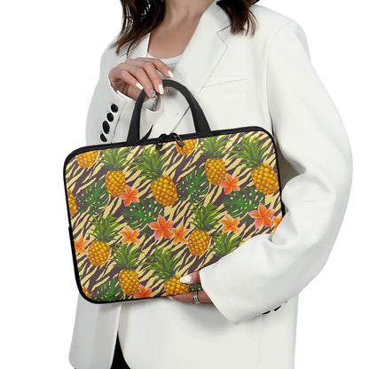 Vintage Zebra Pineapple Pattern Print Laptop Sleeve With Handle