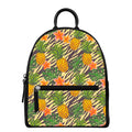 Vintage Zebra Pineapple Pattern Print Leather Backpack
