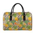 Vintage Zebra Pineapple Pattern Print Leather Duffel Bag