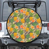 Vintage Zebra Pineapple Pattern Print Leather Spare Tire Cover