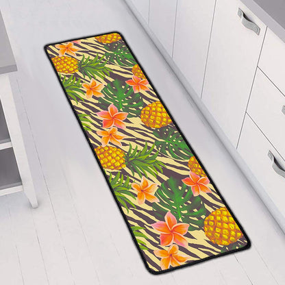 Vintage Zebra Pineapple Pattern Print Long Kitchen Mat