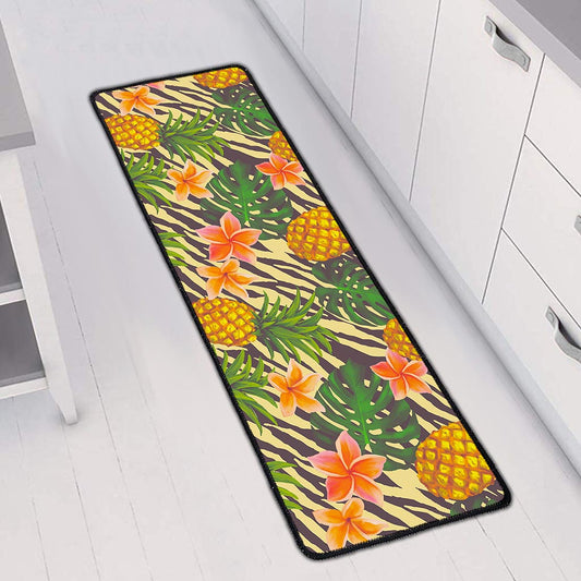 Vintage Zebra Pineapple Pattern Print Long Kitchen Mat