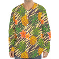 Vintage Zebra Pineapple Pattern Print Long Sleeve Baseball Jersey