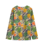 Vintage Zebra Pineapple Pattern Print Long Sleeve Short Coat