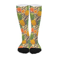 Vintage Zebra Pineapple Pattern Print Long Socks