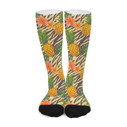 Vintage Zebra Pineapple Pattern Print Long Socks