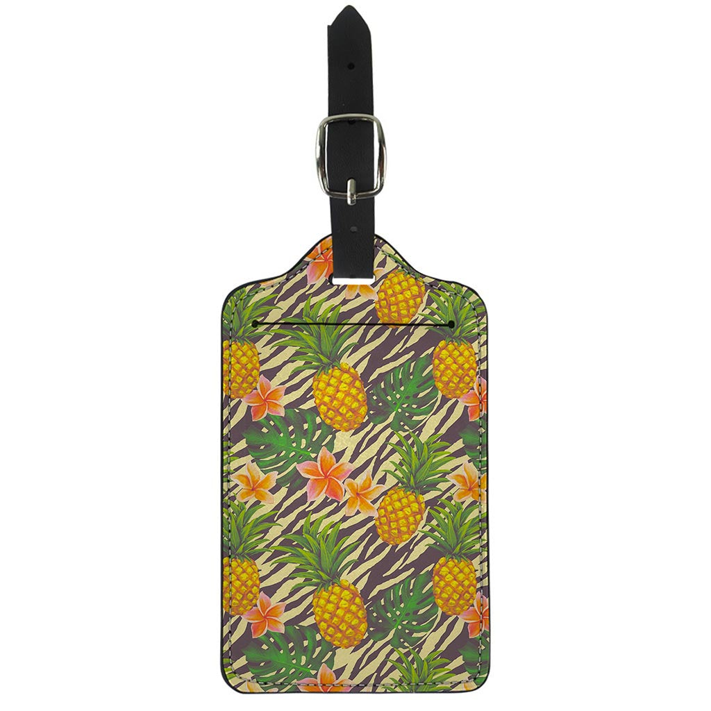 Vintage Zebra Pineapple Pattern Print Luggage Tag