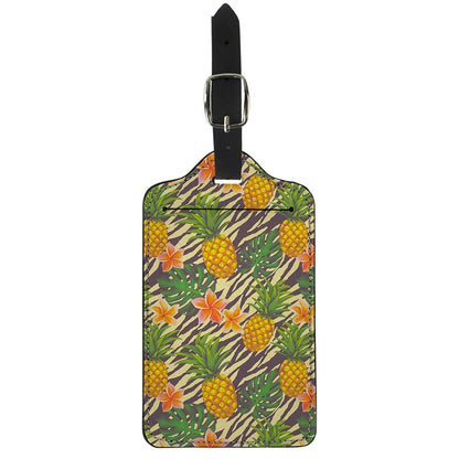 Vintage Zebra Pineapple Pattern Print Luggage Tag