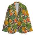 Vintage Zebra Pineapple Pattern Print Men's Blazer
