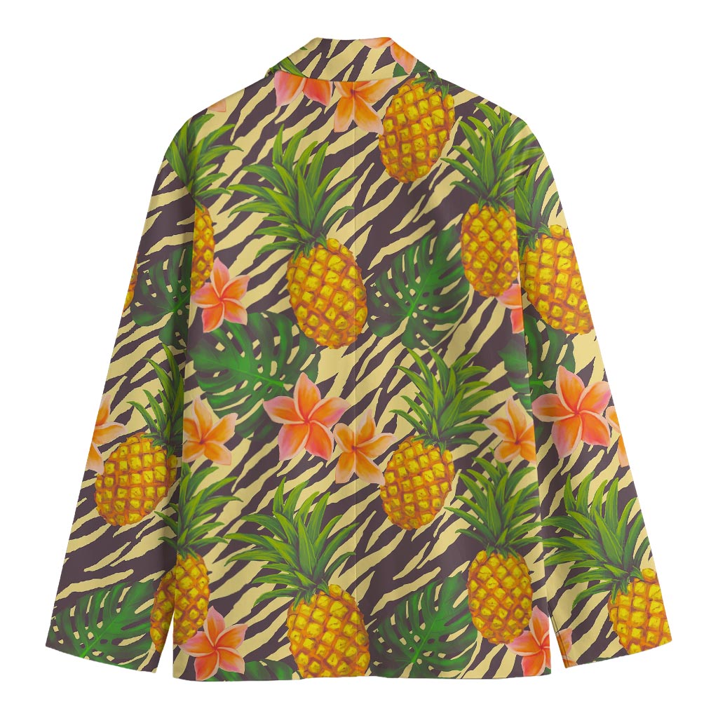 Vintage Zebra Pineapple Pattern Print Men's Blazer