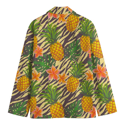 Vintage Zebra Pineapple Pattern Print Men's Blazer