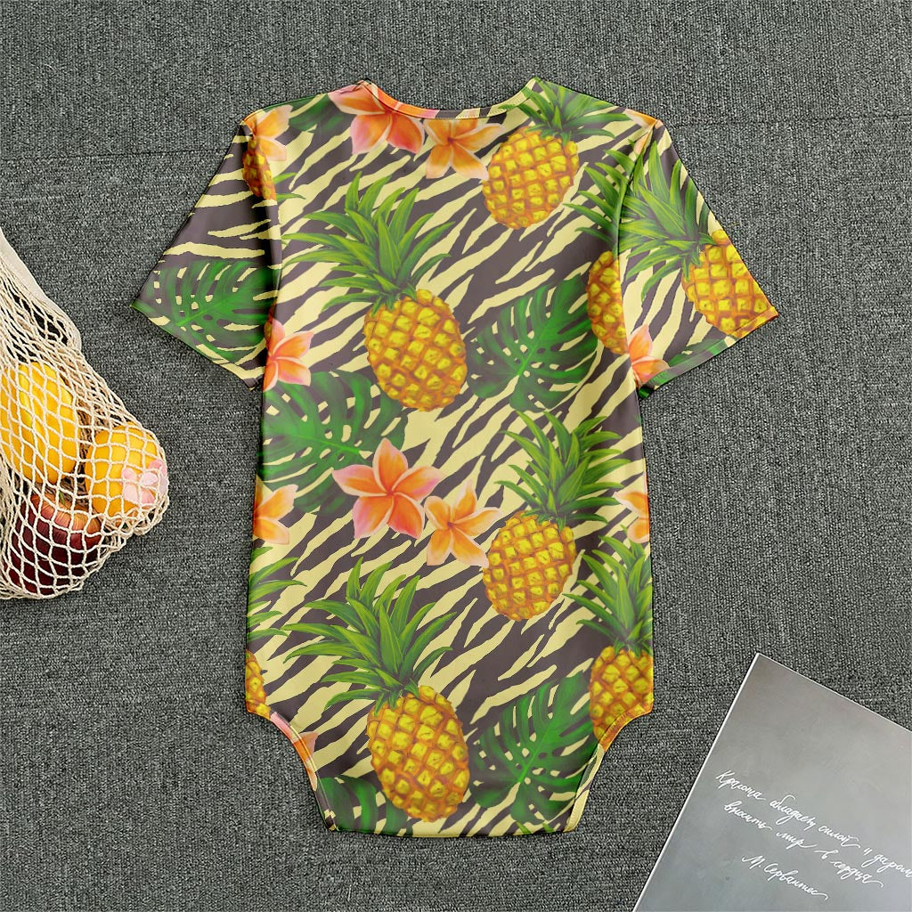 Vintage Zebra Pineapple Pattern Print Men's Bodysuit