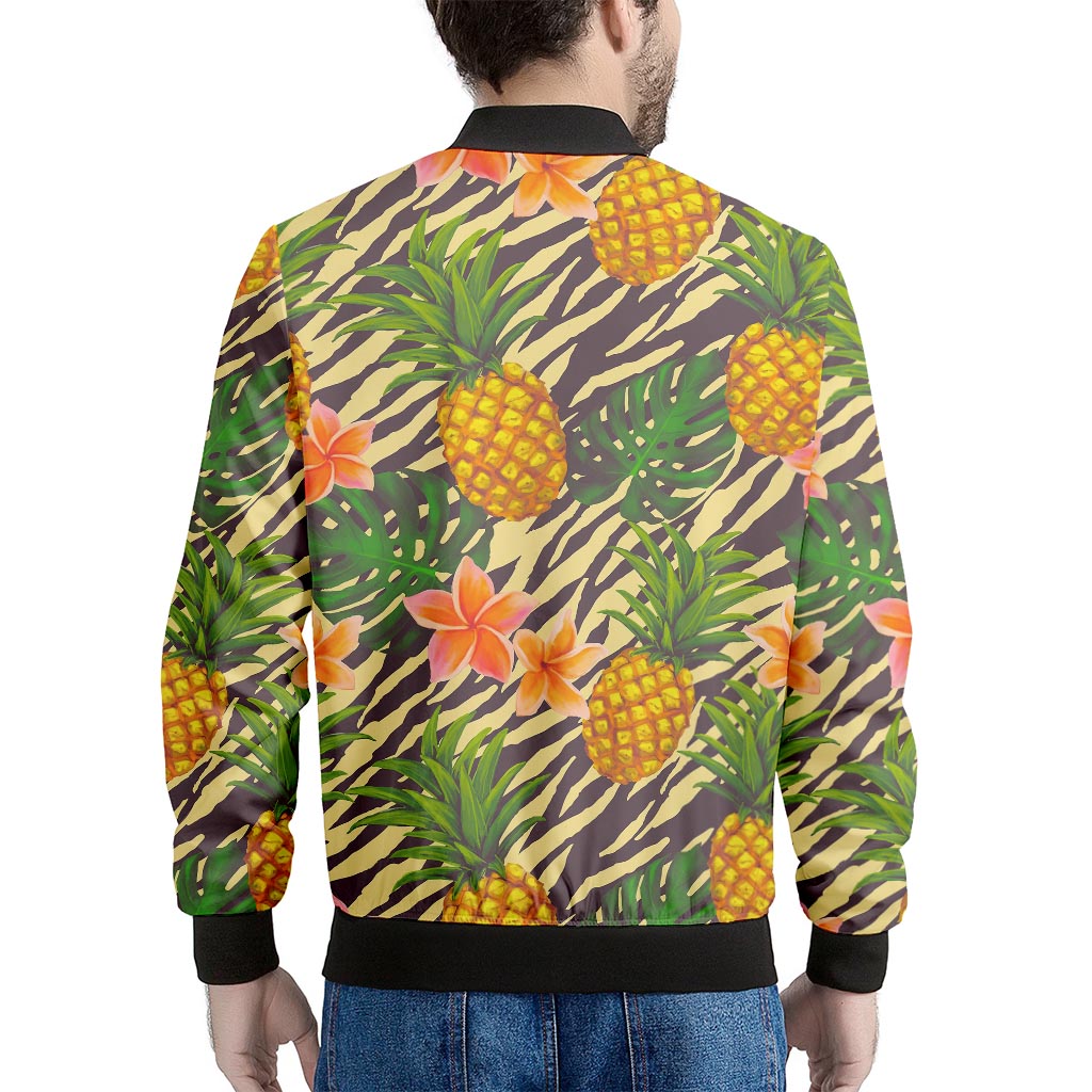 Vintage Zebra Pineapple Pattern Print Men's Bomber Jacket