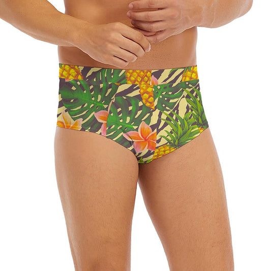 Vintage Zebra Pineapple Pattern Print Men's Briefs