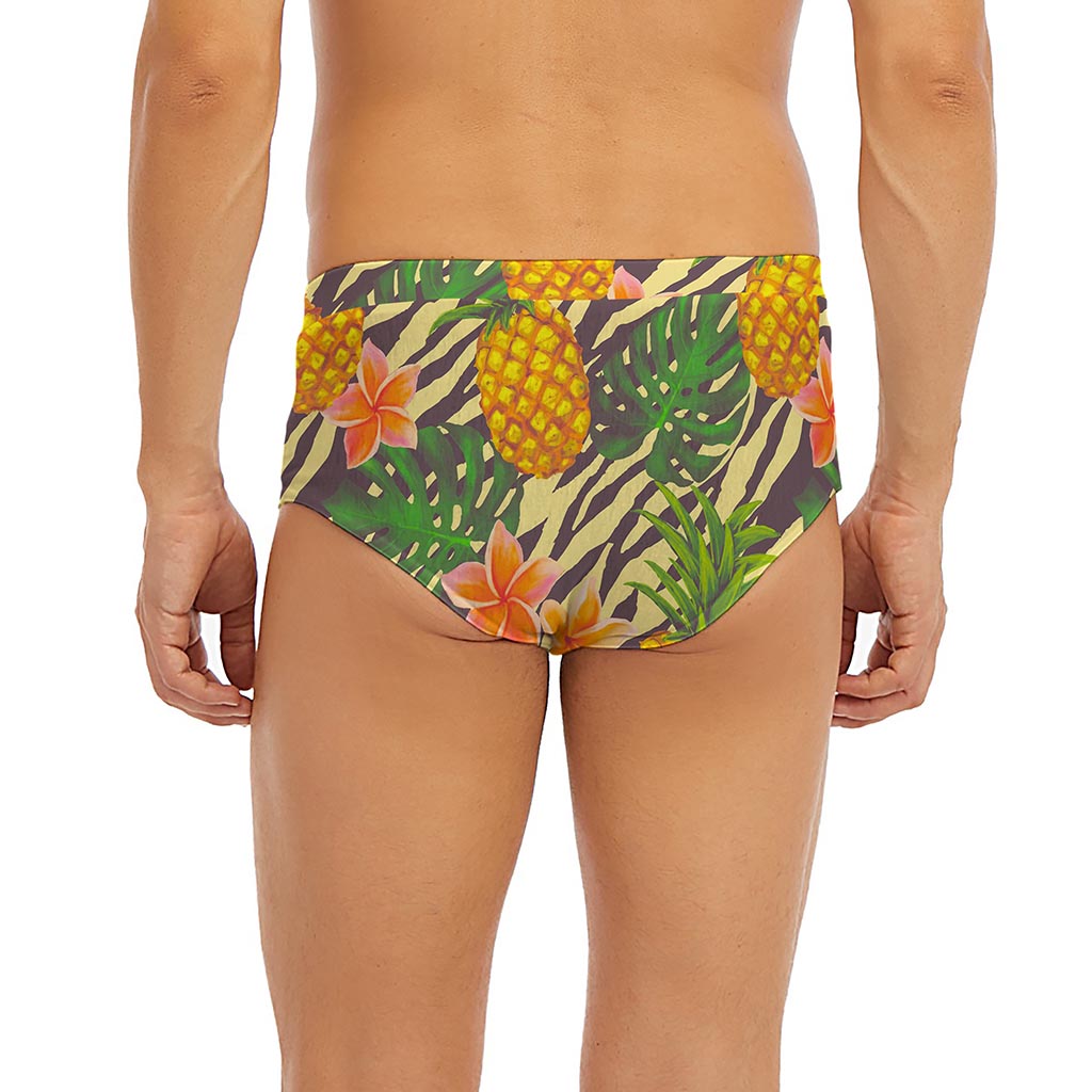 Vintage Zebra Pineapple Pattern Print Men's Briefs