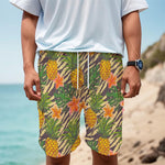 Vintage Zebra Pineapple Pattern Print Men's Cargo Shorts