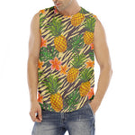 Vintage Zebra Pineapple Pattern Print Men's Fitness Tank Top