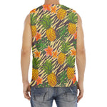 Vintage Zebra Pineapple Pattern Print Men's Fitness Tank Top