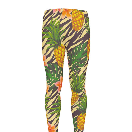 Vintage Zebra Pineapple Pattern Print Men's leggings