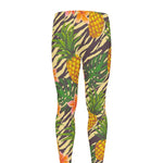 Vintage Zebra Pineapple Pattern Print Men's leggings