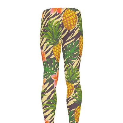 Vintage Zebra Pineapple Pattern Print Men's leggings